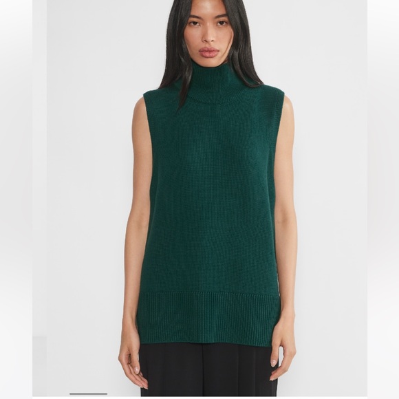Teal Sleeveless Turtleneck Sweater - Picture 1 of 11